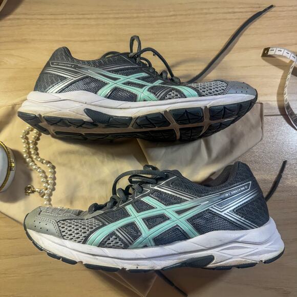 ASICS GEL-Contend 4 Runners - Women's 7.5 - Grey & Mint T705N - Picture 1 of 5